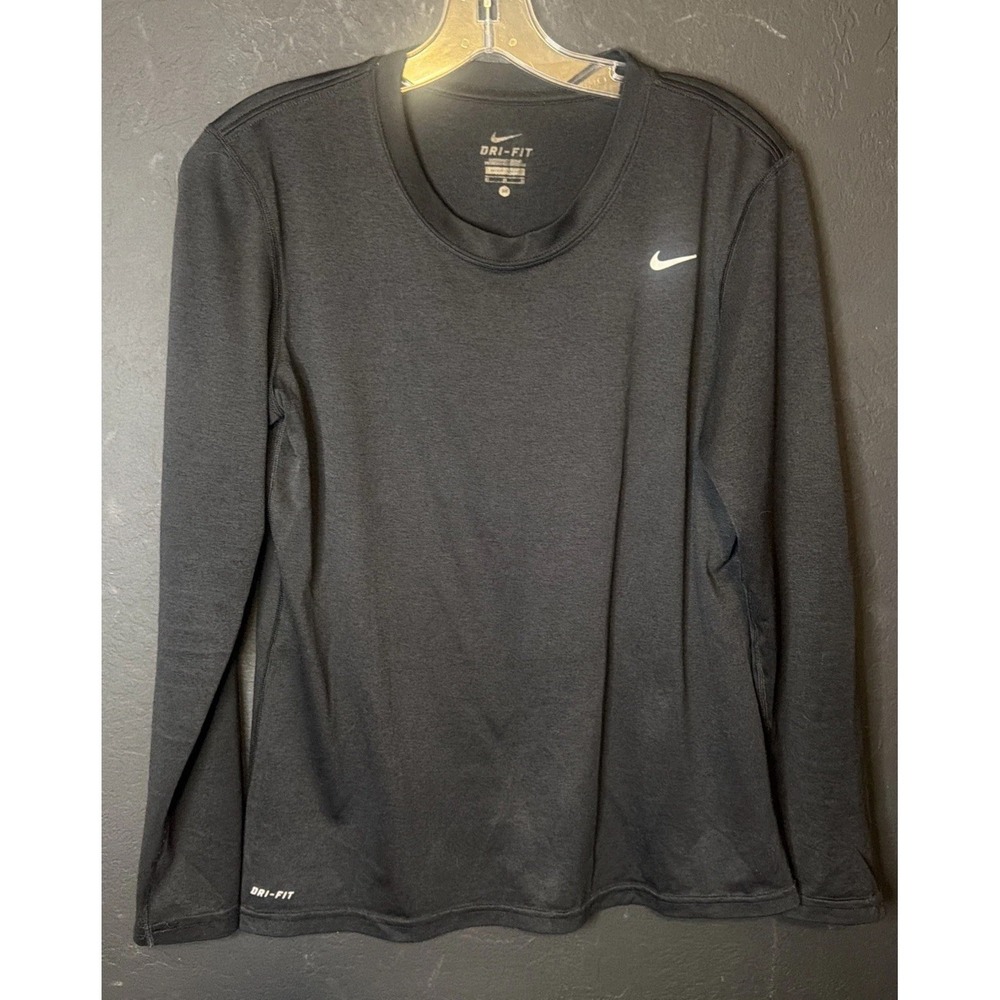 Nike Dri-FIT Long Sleeve Athletic Top Womens Medium Black Running Workout Shirt
